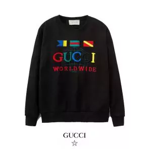 gucci hommes sweatshirt for cheap world wide flag black